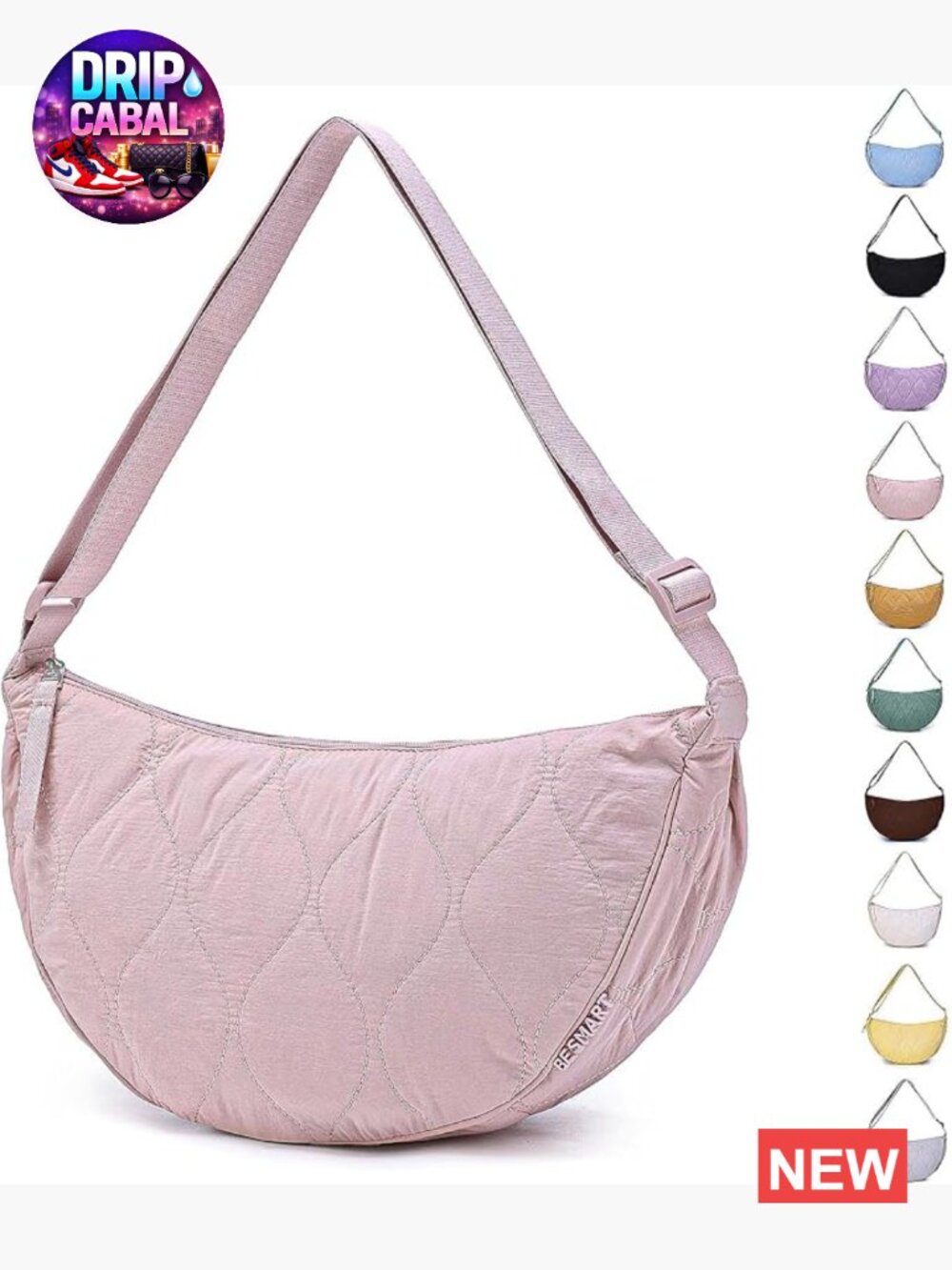 Waterproof Nylon Crescent Crossbody Bag Lightweight Travel Purse